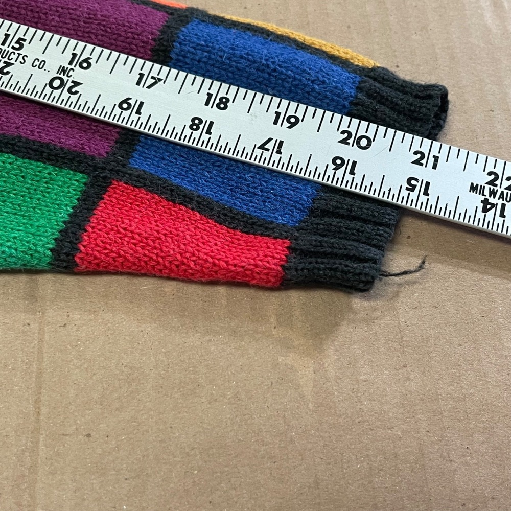 Vintage Rafaella Geometric Rainbow Grid Knit Sweater Petite S Kidcore Patchwork - Picture 9 of 12